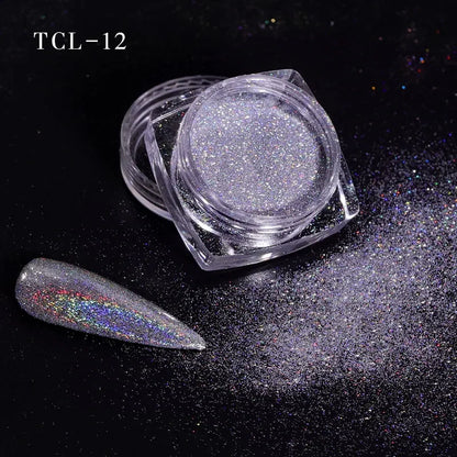 1Box Laser Nail Glitter Holographic Powder for Nails Mirror Polishing Chrome Pigments Shimmer Dip Powders Nail Art Decorations