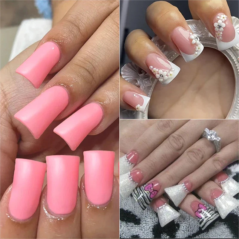 500pcs/bag Duck Bill Nail Acrylic False Nails Tips Press On Nails Shaped Fake Nails With Gel DIY Manicure Tools