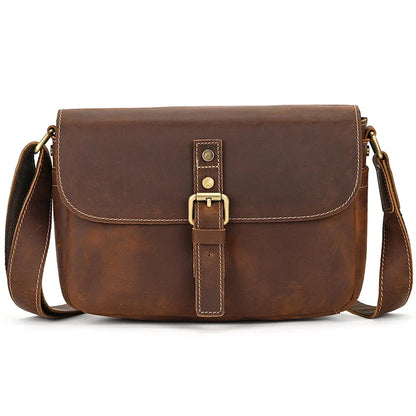 Aichashi Retro Leather Shoulder Bag Vintage Crazy Horse Leather Cross Body Bags Messenger Bag Casual Shoulder Bags for Mens Male Bags