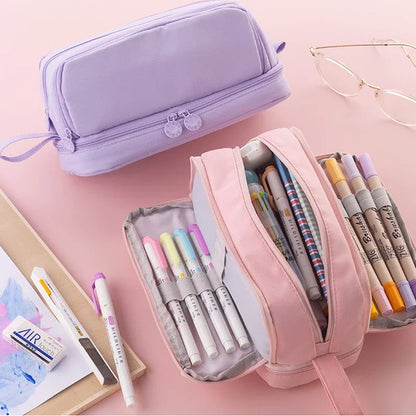 Aichashi 4 Partitions Large Pencil Case Pen Bag School Student Pencil Cases Cosmetic Bag Stationery Organizer Office Supply