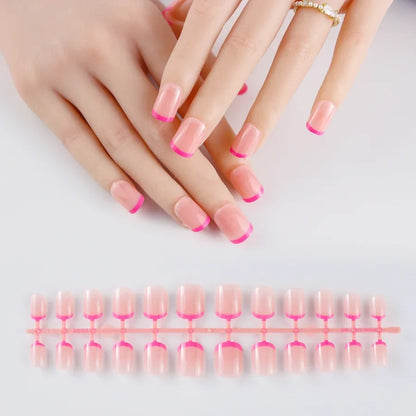 24Pcs/bag French False Nails Frosted Press on Fake Nail Tips Full Cover Artificial Fingernails Ballet Detachable