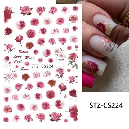 Aichashi Acrylic Flowers Nails Art Stickers White Floral Petal Leaf Sliders For Nails Wedding Design Manicure Decoration