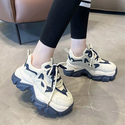 Aichashi New Spring Women's Chunky Platform Sneakers Lace Up Casual Sports Shoes Woman Fashion Thick Bottom Walking Shoes