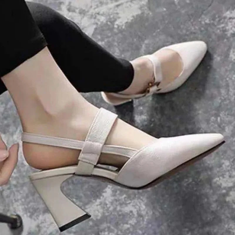 Aichashi High-heeled Sandals Female Baotou New Spring and Summer Women's Shoes with Thick Heels Pointed Head