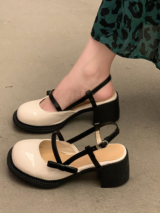 Aichashi Mary Janes Platform Shoes Buckle Bow Round Toe Sweet Shoes Lolita Hollow Fairy Elegant Sandals Shoes Woman Casual Summer