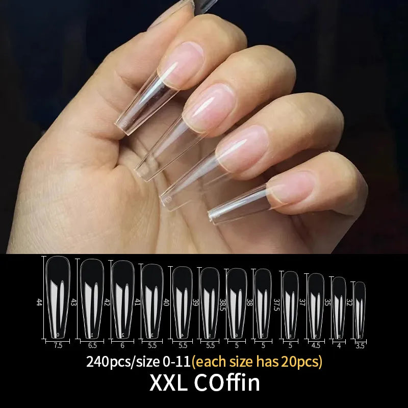 Aichashi Fake Nails False Nail Acrylic American Capsule Gel Shot Artificial Transparent for Frence Fingernails Coffin Full Cover Tips