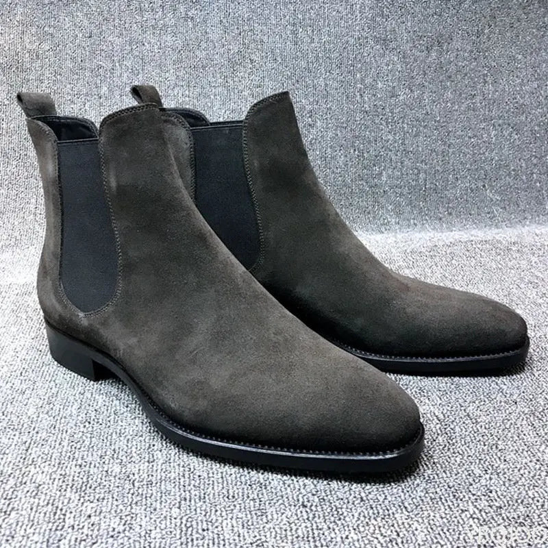 Aichashi Men Chelsea Boots Black Brown Velvet High Ankle Dress Shoes Men Walking Shoes Wear Resistant Chelsea Dress Boots Botas de Hombre