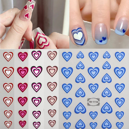 Aichashi Love Heart Nail Stickers Simple Heart Design Self-Adhesive Slider Letters Nail Art Decorations Stars Decals Manicure Accessories