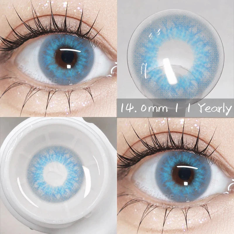 Aichashi 1pair Natural Color Contact Lenses for Eyes Fashion Blue Contact Lenses Beauty Makeup Brown Eyes Contacts Lenses 14.0mm