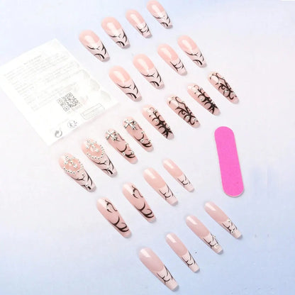 24-piece French Fake Nails+1 Piece of Nail Glue +1 Nail File