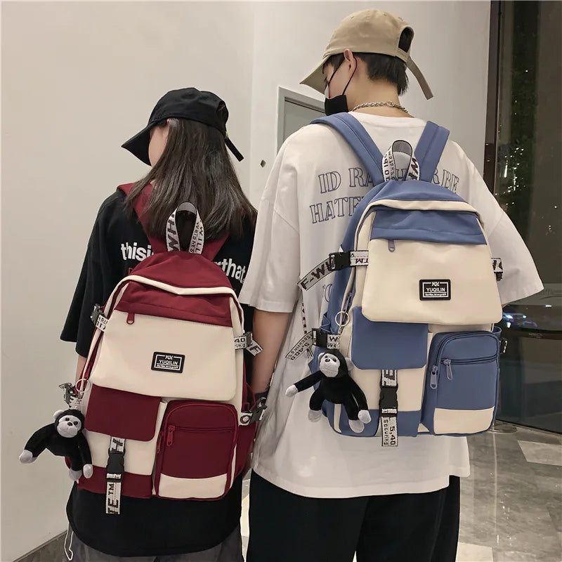 Aichashi BACK TO SCHOOL Korean Schoolbag Female Student Backpack Large Capacity Fashion Boy Backpack Computer Bag Femal School Backpack  School Bags