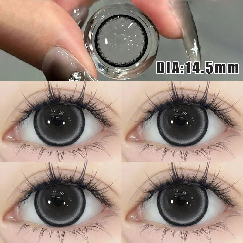 Aichashi 2Pcs New Colored Contact Lenses with Prescription Myopia Degree 0.00- 8.00 Grey Purple  Lens Eye Beauty Pupil Soft Lens