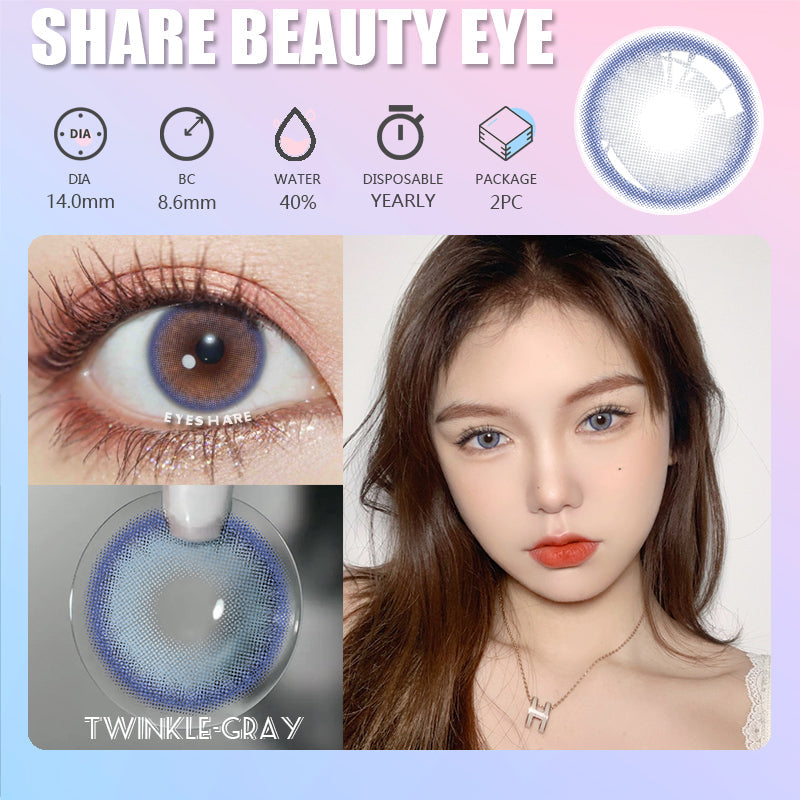 Twinkle Gray 14.0mm 1 Pair | 1 Year