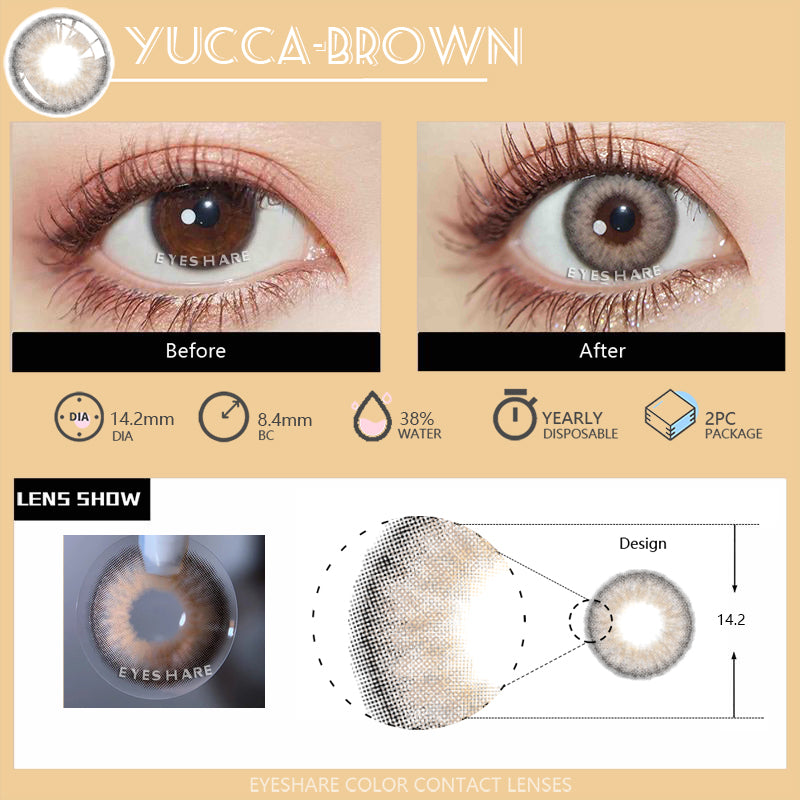 Yucca Brown  14.0mm 1 Pair | 1 Year