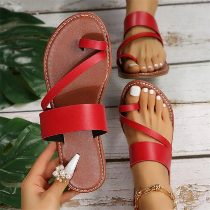 Aichashi Flat Sandals Fashion Summer Solid Color  Open Toe Outdoor Slippers Casual Beach Women's Shoes Plus Size Zapatos De Mujer Slides