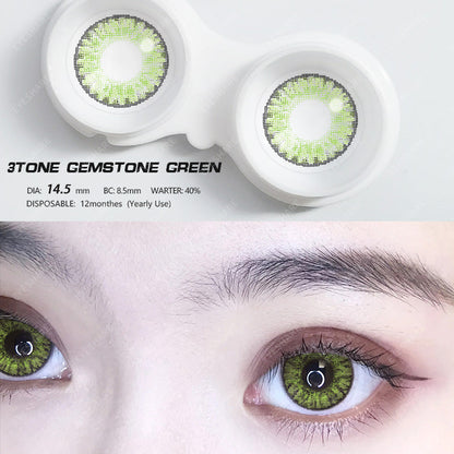 3Tone Gemstone-Green 14.5mm 1 Pair | 1 Year