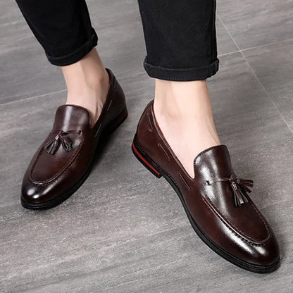 Aichashi Spring/Autumn New Classic Men Business Shoes British Breathable Simple Tassel Style Casual Dress Shoes Mens Loafers Size 37-48