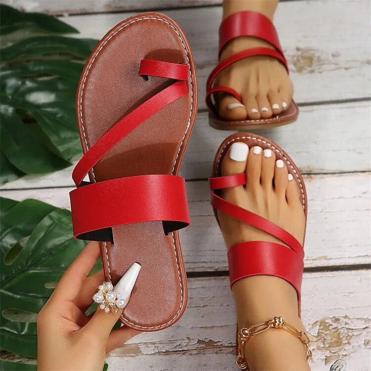 Aichashi Flat Sandals Fashion Summer Solid Color  Open Toe Outdoor Slippers Casual Beach Women's Shoes Plus Size Zapatos De Mujer Slides