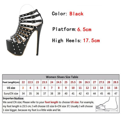 Aichashi New Summer Platform High Heels Sandals Women Sexy Peep Toe Pumps Fashion Rivet Decoration Ladies Party Pole Dance Shoes