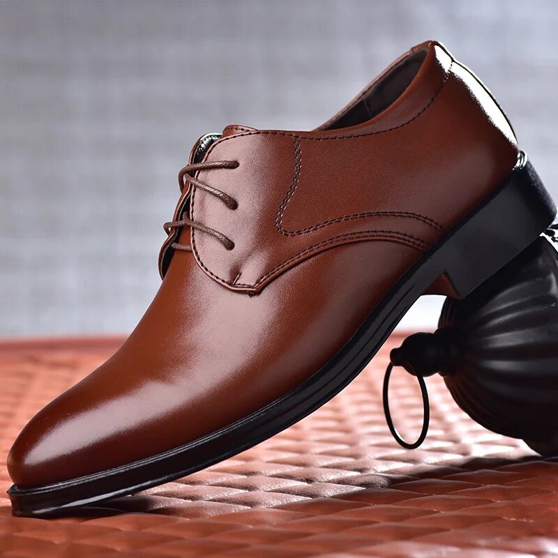 Aichashi Plus Size Man Shoes Formal PU Leather Shoes for Men Lace Up Oxfords for Male Wedding Party Office Business Casual Shoe Men