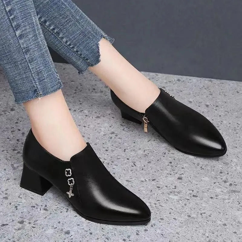 Aichashi Botas Femininas Women Cute Sweet High Quality Square Heel Short Ankle Boots Lady Casual Street Winter Heel Shoes A790B