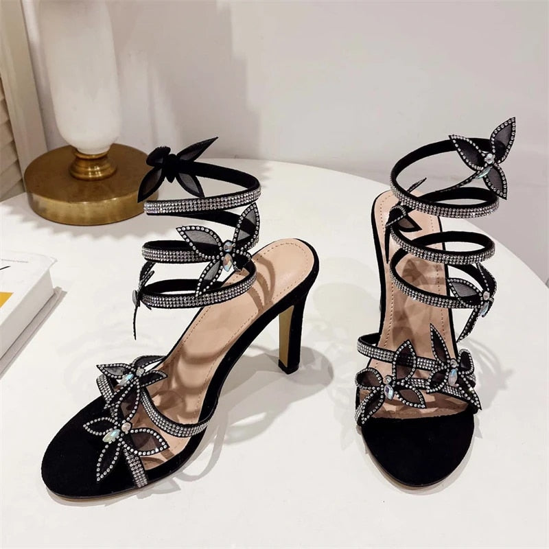 Aichashi Fashion Peep Toe Butterfly Thin Heels Sandals Women Elegant Party Dress Summer Ladies Shoes Zapatillas De Mujer