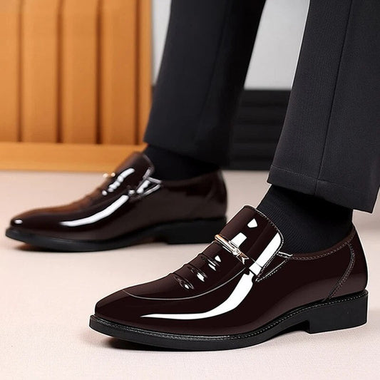 Aichashi Patent PU Leather Shoes for Men Business Shoes Casual Point Toe Slip on Loafers for Men Luxury Party Wedding Plus Size Shoes