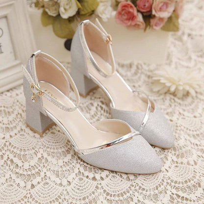 Aichashi Fashion Spring and Summer Black High-heeled Shoes Women's High-quality Silver Wedding High-heeled Shoes Women's Gold Party Pump