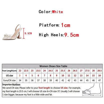 Aichashi Fashion Design White Pearl Bowknot Women Pumps Sexy Pointed Toe High Heels Wedding Prom Shoe PVC Transparent Sandal Female