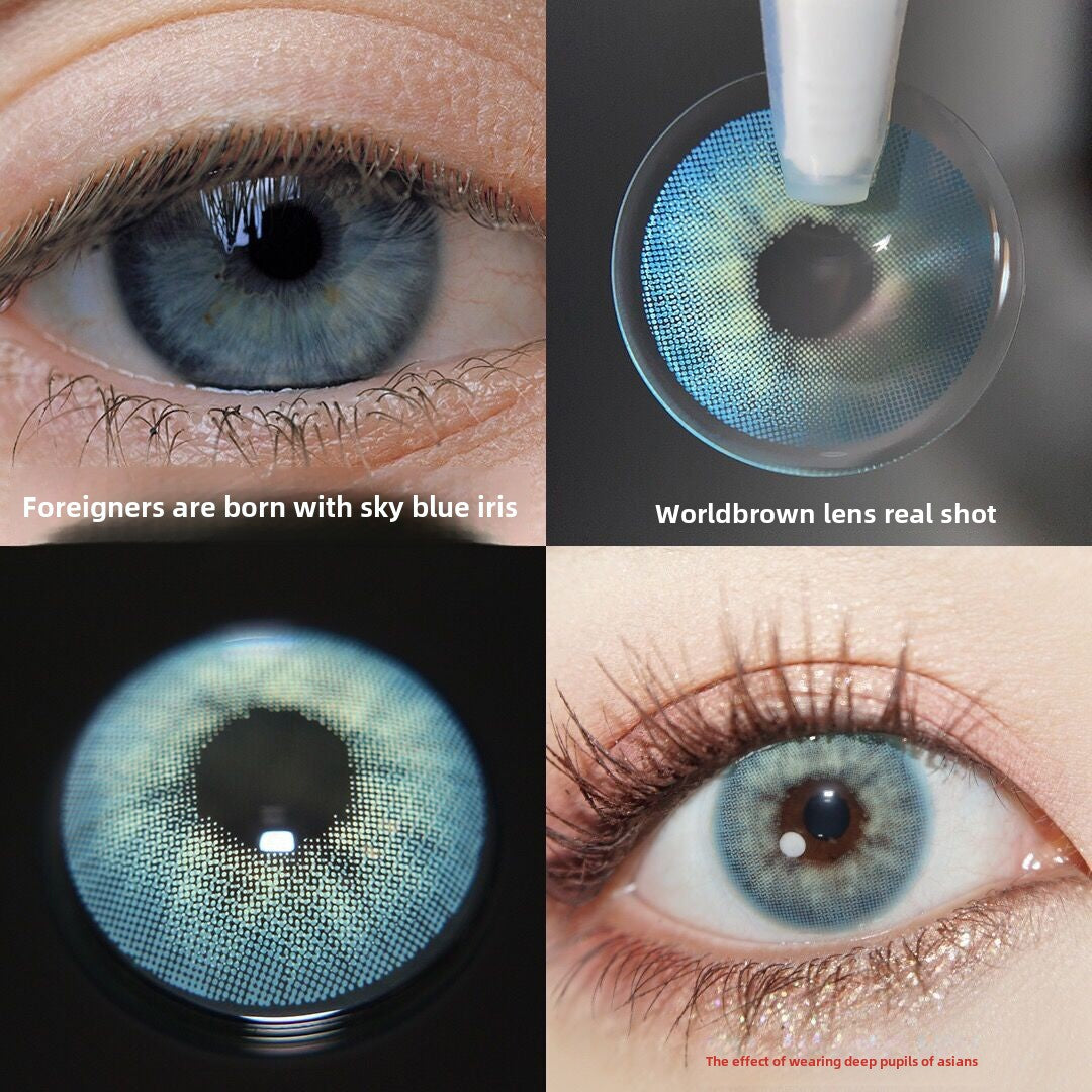 Aurora Blue-gray Blue-yellow-green Contact Lenses Two-dimensional Color Rendering Cosplay Year Throwing Small Diameter Mixed Blood Contact Lenses